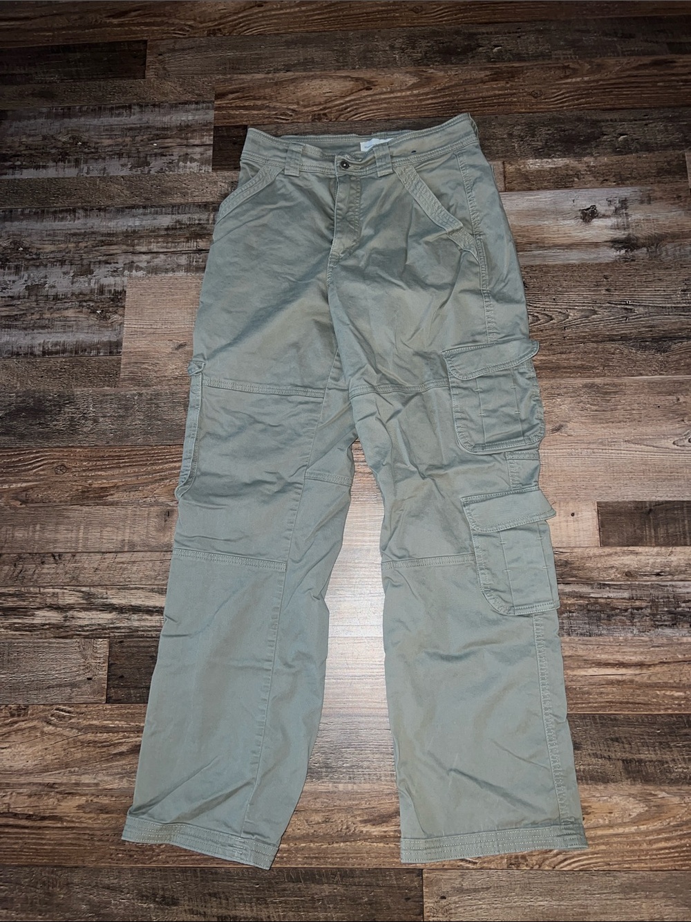Abercrombie & Fitch Curve Love Olive Green Wide-Leg Cargo Pants
